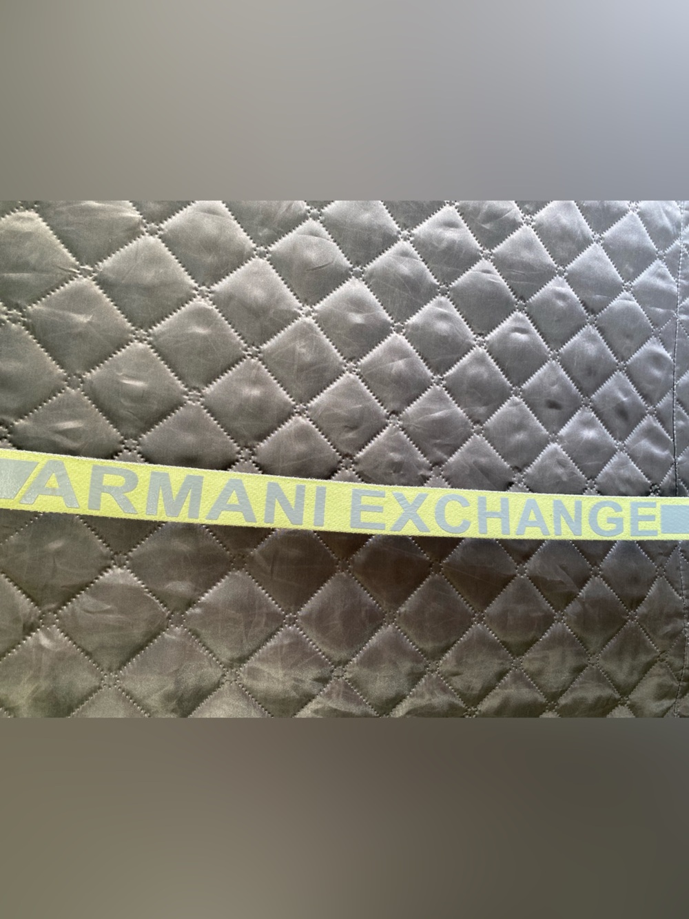 A|X Armani Exchange Neon Y2K Webbing Logo Belt Silver D-Ring Grey